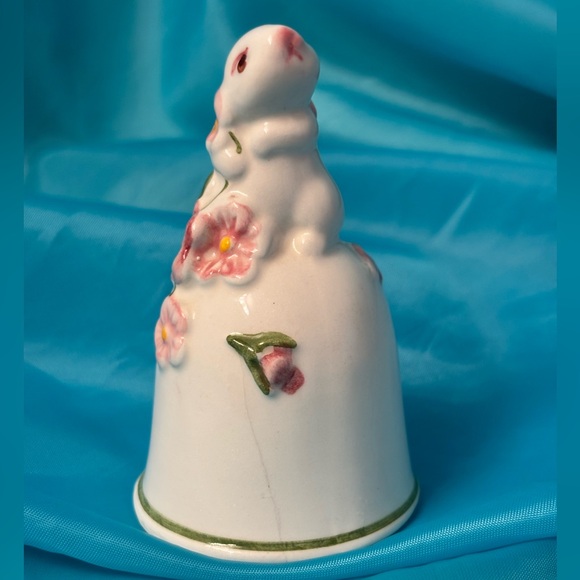 Vintage Avon 1984 Floral Ceramic Bunny Bell - Picture 3 of 10